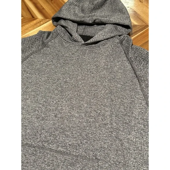 $158 LULULEMON Men Engineered Warmth Heathered Gray Wool Blend Hoodie—LRGEUC